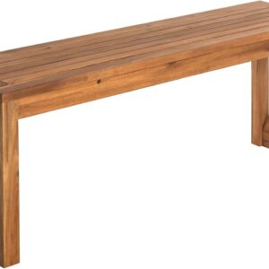 Walker Edison Roanoke Modern Solid Acacia Wood X Frame Outdoor Bench, 52 Inch, Brown