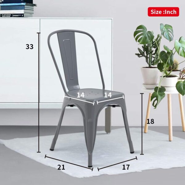 FDW Dining Chairs Set of 4 Indoor Outdoor Chairs Patio Chairs Furniture Kitchen Metal Chairs 18 Inch Seat Height 330LBS Weight Capacity Restaurant Chair Stackable Chair Tolix Side Bar Chairs - Image 3