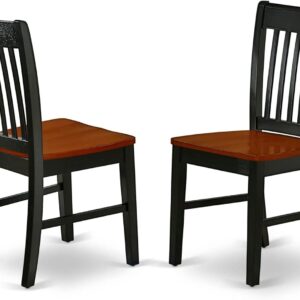 East West Furniture NFC-BCH-W Norfolk Dining Chairs - Slat Back Wood Seat Kitchen Chairs, Set of 2, Black & Cherry