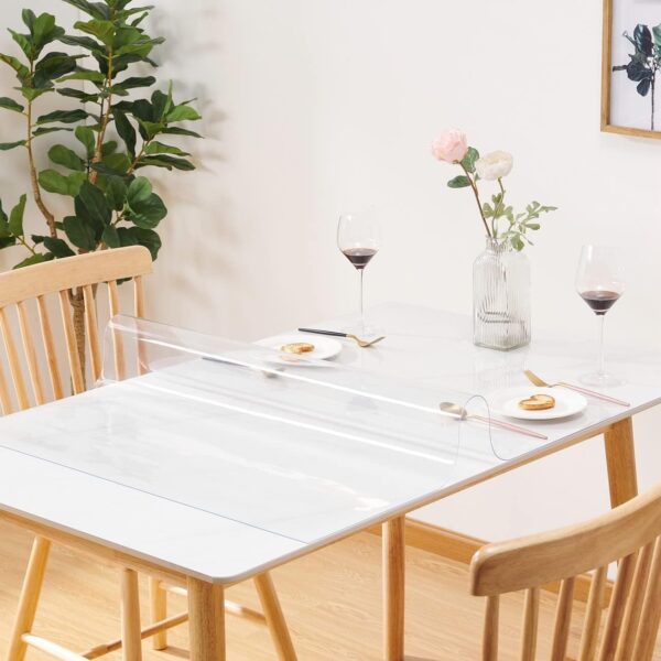 Custom 1.5mm Thick Crystal Clear Table Cover Protector 28 x 66 Inch Waterproof PVC Protective Table Pad Transparent Mat for Coffee Table, Dining Room Table, Office Desk, End Table/Night Stand - Image 2