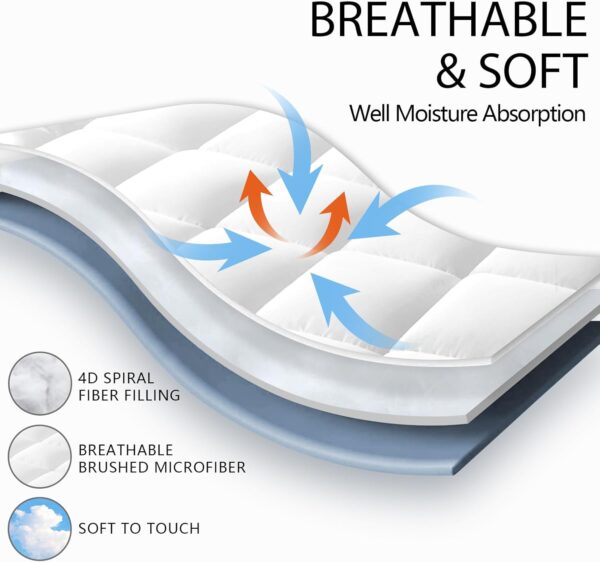 TEXARTIST Queen Mattress Pad Cover Cooling Mattress Topper Pillow Top Mattress Cover Quilted Fitted Mattress Protector with 8-21 Inch Deep Pocket - Image 3