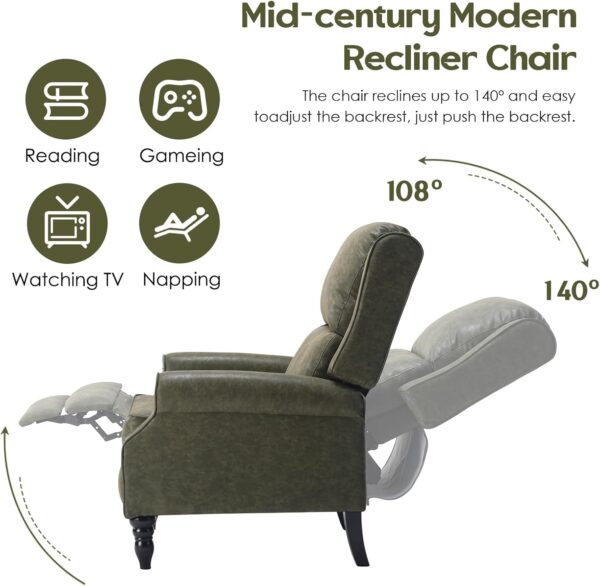 STARY Faux Leather Pushback Recliner Chair for Living Room Bedroom RV - Image 4