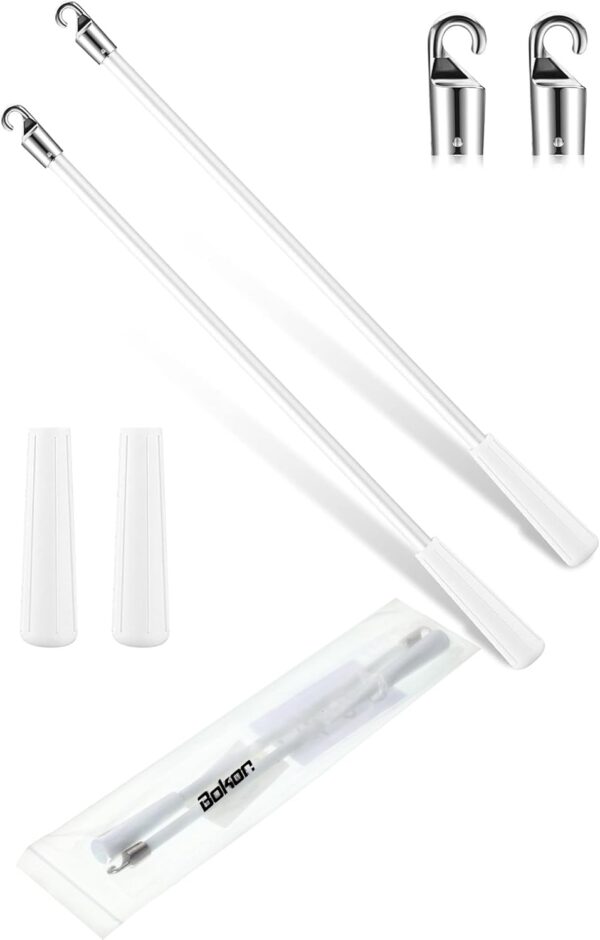Bokon 2 Pieces White Fiberglass Blind Wand Vertical Blinds Replacement Parts Blinds Stick Replacement with Hook and Handle Curtain Stick Blind Tilt Wand for Window Opener Accessory (12 Inch) - Image 7