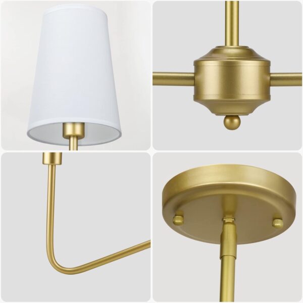 4-Light Kitchen Island Lighting, Industrial Linear Chandelier, Kitchen Island Light Fixtures, Farmhouse Chandeliers for Dining Room, Fabric Island Light for Kitchen (Gold) - Image 6