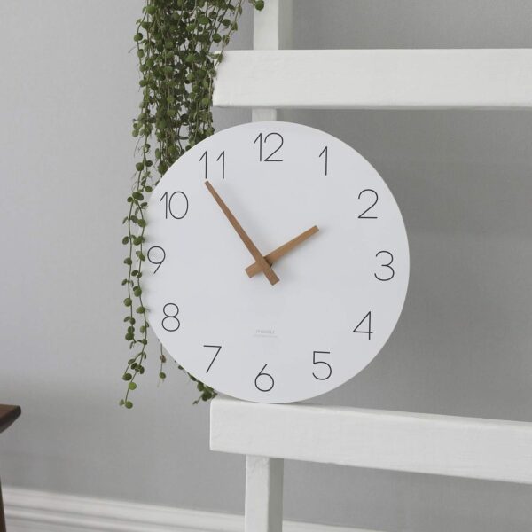 mooas Flatwood Wall Clock,12" Wood Wall Clock Non-Ticking Sweep Movement Decorative Wall Clock Battery Operated Wall Clock for Home Living Room Kitchen Bedroom Office School (Wood) - Image 6