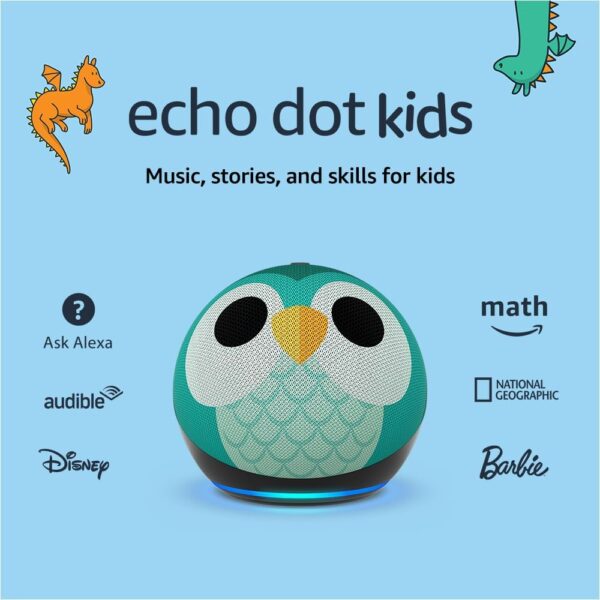 Amazon Echo Dot (5th Gen, 2022 release) Kids | Designed for kids, with parental controls | Owl - Image 2