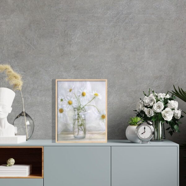 Flowers Bathroom Wall Decor Floral Canvas Wall Art White Daisy in Vase Prints Pictures Rustic Plants Framed Artwork (A, 8X10 inches) - Image 5