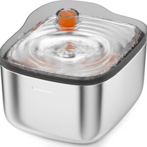 Cat Water Fountain: 4.5L/158oz Ultra-Quiet Pet Water Fountain for Cats Inside, Automatic Stainless Steel Cat Water Dispenser Bowl, Colored Water Level Float, Detachable Design Easy to Clean & Assemble