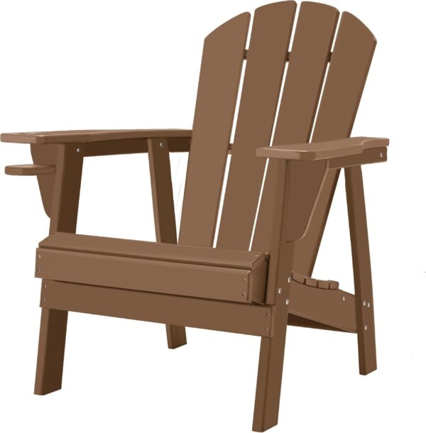 Adirondack Chairs, HDPE All-Weather Adirondack Chair, Fire Pit Chairs (1, Teak)
