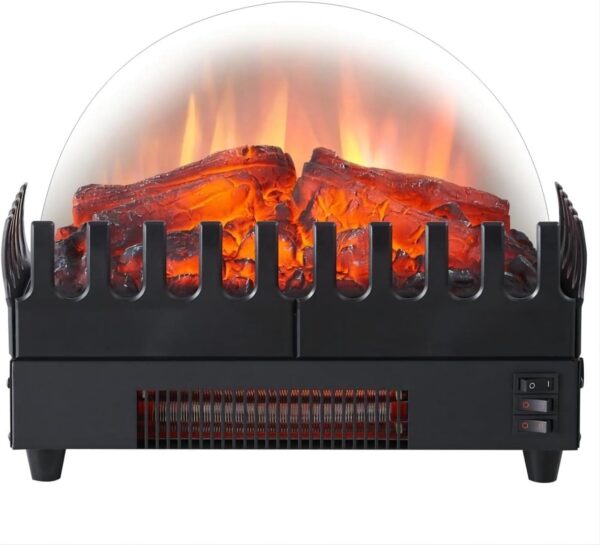 PuraFlame Electric Fireplace Log Heater, 16" Fireplace Inserts with Realistic Ember Bed, Thermostat, 750/1500W, Black - Image 3