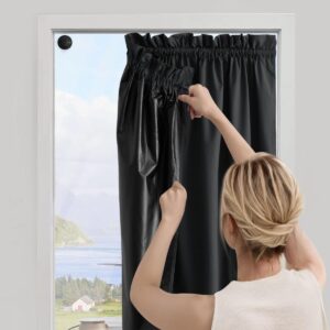 NICETOWN 100% Black Out Curtains 78 inch Long for Doorway, Travel Blinds Thermal Insulated Portable Blackout Window Treatments with Suction Cups for Bedroom/Living Room, 1 Panel, W52 x L78