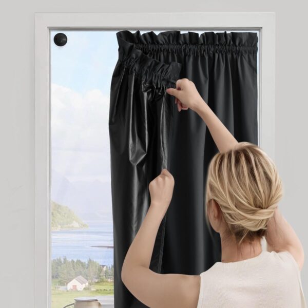 NICETOWN 100% Black Out Curtains 78 inch Long for Doorway, Travel Blinds Thermal Insulated Portable Blackout Window Treatments with Suction Cups for Bedroom/Living Room, 1 Panel, W52 x L78