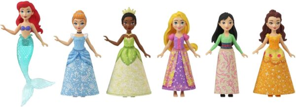 Mattel Disney Princess Toys, Small Doll Party Set with 6 Posable Princess Dolls in Sparkling Clothing & 13 Tea Time Accessories - Image 3