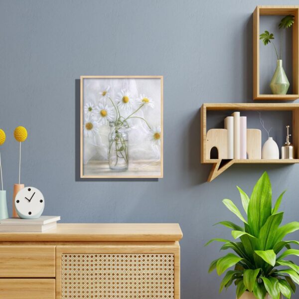 Flowers Bathroom Wall Decor Floral Canvas Wall Art White Daisy in Vase Prints Pictures Rustic Plants Framed Artwork (A, 8X10 inches) - Image 3