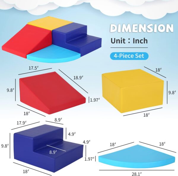 Kids Corner Climber 4-Piece Set Climbing Toys for Toddlers 1-3, Soft Babies Climb Foam Play Set Indoor Baby Crawling Foam Blocks Children Foam Toys for Kids Crawling and Sliding, Red - Image 7