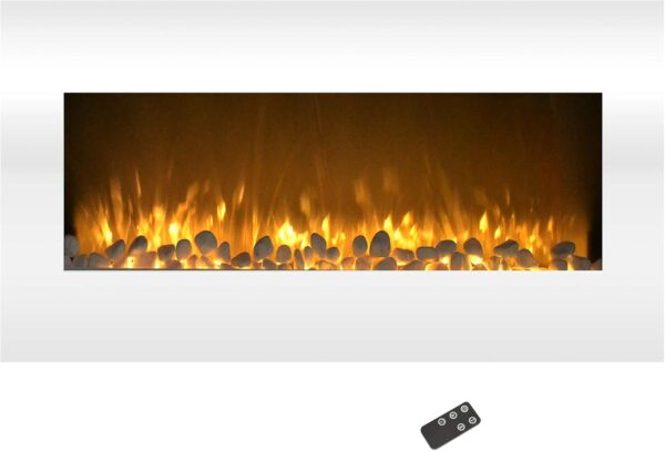 Northwest 36-Inch Wall Mounted Electric Fireplace - 10-Color LED Flame and 3 Media Backgrounds with Adjustable Brightness and Remote (White)