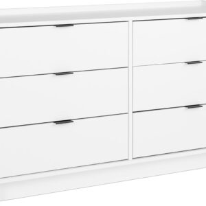 Prepac Simply Modern 6-Drawer Double Dresser for Bedroom, Chest of Drawers, Modern Bedroom Furniture, 52.5” wide x 16” deep x 29.5” tall, White