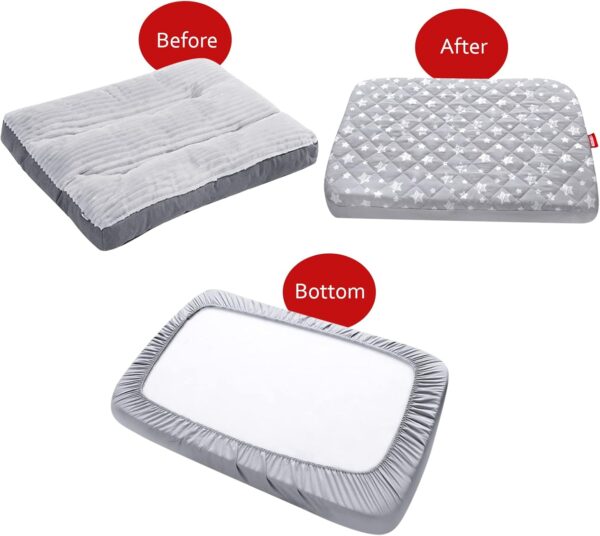 Dog Bed Covers Replacement Washable Pet Hair Easy to Remove, Waterproof Dog Bed Covers Noiseless Quilted, Pet Bed Cover Lovely Grey Star Print, Puppy Bed Cover 27x36 Inches, for Dog/Cat, Cover Only - Image 4