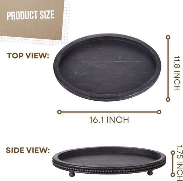 Oval Decorative Tray, Wood Tray for Coffee Table Kitchen Dinning Table, Small Beaded Tray for Summer Decorations, Beach Decor Tray Blue - Image 4