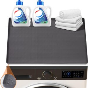 Washer and Dryer Covers for the Top, 25.6''x 23.6'' Non-slip Silicone Washer Dryer Top Protector Mat, Washing Machine Protective Silicone Rubber Mat for Laundry Room (Dark Gray)