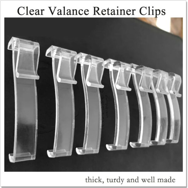 2.5 Inch Valance Clips, Clear Plastic Valance Clips for Blinds, Hidden Blinds Valance Clips for Horizontal Blind Valance (12 Pieces) - Image 3