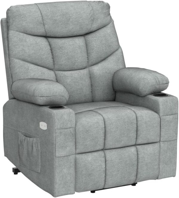 YITAHOME Electric Power Lift Recliner Chair for Elderly, Fabric Recliner Chair with Massage and Heat, Spacious Seat, USB Ports, Cup Holders, Side Pockets, Remote Control (Grey) - Image 5