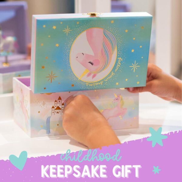 Musical Unicorn Jewelry Box for Girls - Kids Jewelry Box with Spinning Unicorn, Unicorn Gifts for Girls, Unicorn Toys - 6 x 4.7 x 3.5 in - Image 7