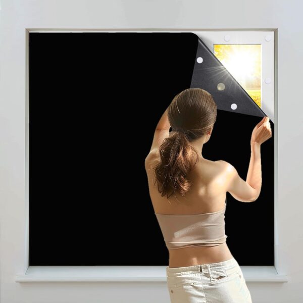 100% Blackout Curtains and Portable Blinds Effectively Block Out Room Light and are Easy to Install, Making Them Ideal as Travel Blackout Shades for Bedroom Windows(Black,55" W x 40" L) 1 Pc