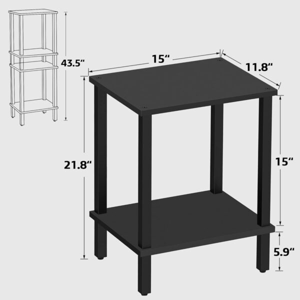 TUTOTAK End Table, Set of 2, Side Table, Nightstand, 2-Tier Storage Shelf, Sofa Table for Small Space, Living Room, Bed Room TB01BK035 - Image 3