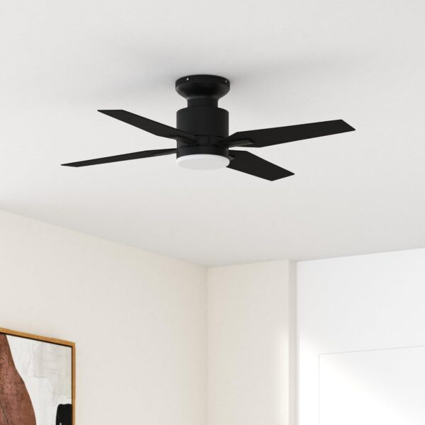 Ohniyou Ceiling Fan with Lights Flush Mount,40'' Small Ceiling Fans with Lights and Remote Control,Indoor Outdoor Quiet DC Black Low Profile Ceiling Fan for Patio Kitchen Dining Room Bedroom - Image 2