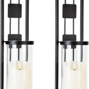 Homemory Wall Sconces Candle Holder Set of 2, Modern Metal Rustic Wall Decor for Living Room, Dining Room, Bedroom, Bathroom(Black)