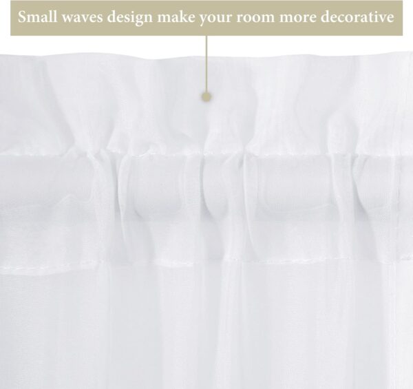MIULEE 2 Panels Sidelight Curtains for French Door Sheer Panels Light Filtering Window Treatment for Narrow Door 25 x 72 Inches with Tieback - 2 Panels, White - Image 4