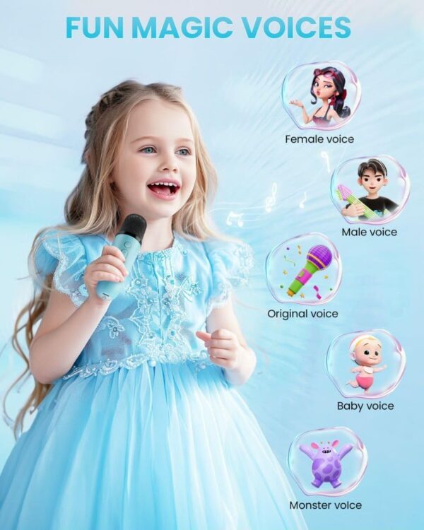 Mini Karaoke Machine for Kids, Convenient Karaoke Machine with 2 Wireless Microphones, Fashion Toy Gifts for Christmas Birthday for Girls and Boys, Ages 4-12 Family Reunion - Image 7