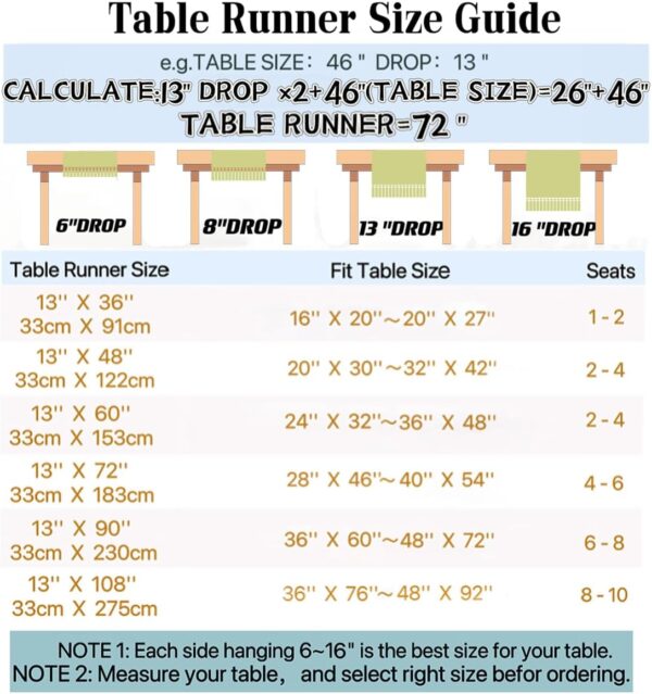 Wracra Rustic Linen Table Runner Farmhouse Style Table Runners 72 inches Long Embroidered Fall Table Runner with Hand-Tassels for Party, Dresser and Dining Room Decorations(Light Coffee, 13"×72") - Image 5