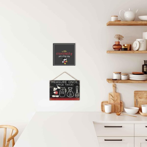 Open Road Brands Disney Mickey Mouse Hanging Wood Measuring Sign - Measure Once, Smile Twice for Kitchen or Dining Room - Image 5