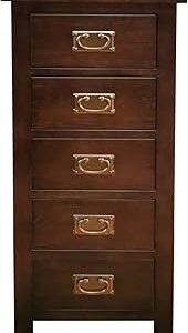 Tall 5 Drawers Dresser Vintage Storage Organizer Unit for Bedroom Living Room Closet Nusery Dorm Entryway Bedside Sturdy Solid Wood Frame Espresso
