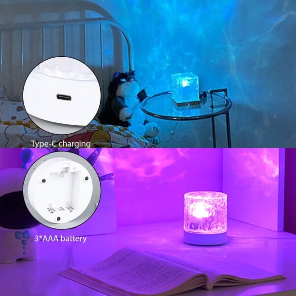YXQUA Ocean Wave Ceiling Projector,16 Colors Ocean Wave Light Projector, Water Ripple Ambient Night Light with Remote, Touch Control Aurora Projector Non-Wood for Bedroom,Room Decor,Kids Room (Cubic) - Image 3