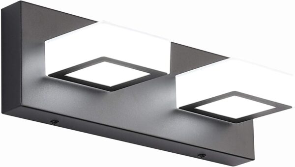 Ralbay 2 Lights Black Modern Bathroom Vanity Light Acrylic LED Modern Black Bathroom Wall Lighting Fixtures