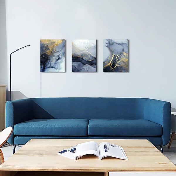 DZRWUBHS Abstract Wall Decor for Living Room Bedroom Wall Art Abstract Ink Wall Painting Wall Artworks Hang Pictures for Office Decoration 3 Panels Bathroom Home Decor Posters 12x16 inch 3 Piece - Image 7