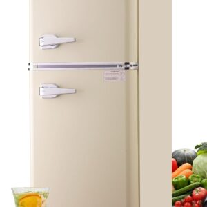 KRIB BLING 3.5 Cu.ft Compact Refrigerator, Mini Fridge with Freezer, Retro Design Small Drink Chiller with 2 Door Adjustable Mechanical Thermostat for Home, Office, Dorm or RV, Cream