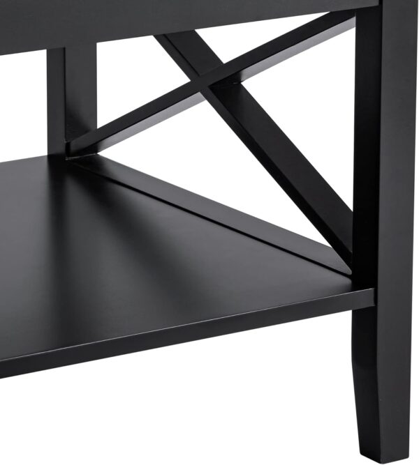 ChooChoo Oxford Coffee Table with Thicker Legs, Black Wood Coffee Table with Storage for Living Room - Image 6