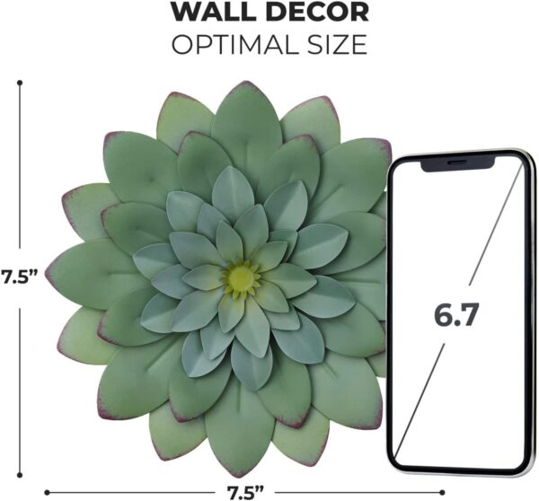 Everydecor Succulent Hanging Wall Decor - Green, Hand Painted, 3D Metal Flower Art for Living Room, Bedroom, Kitchen, Bathroom Indoor & Outdoor - Image 4