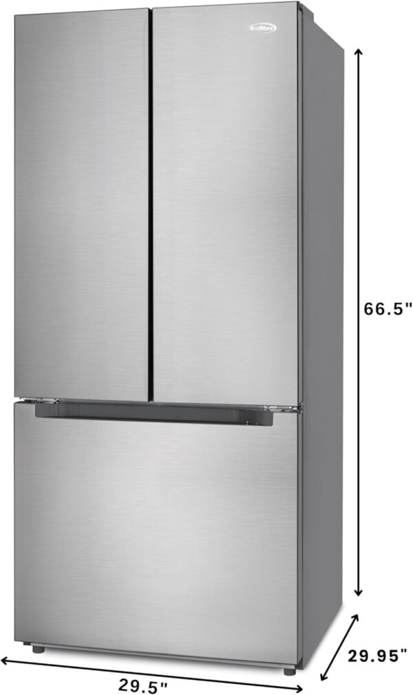 KoolMore KM-RERFDSS-18C 30-Inch and 18.5 cu. ft. Counter Depth French Refrigerator with Three Doors and Deep Freezer in Stainless-Steel, Silver - Image 4
