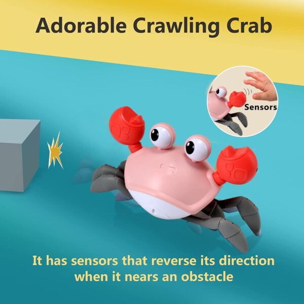 control future Baby Girl Toys Tummy Time: Pink Crawling Crab Babies Montessori Toy Learning 36 Months 3 Year Old Birthday Infant Girls Valentines Day Gifts Stuff 0 1 2 Essentials - Image 2