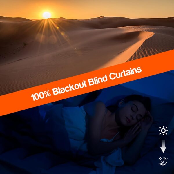 100% Blackout Curtains for Bedroom, No Drill Window Shades, Hook and Loop Tape, Portable DIY Blackout Shades, Blackout Blinds, Blackout Window Cover for Baby Nursery, Dorm Room, Travel - 79" x 58" - Image 2