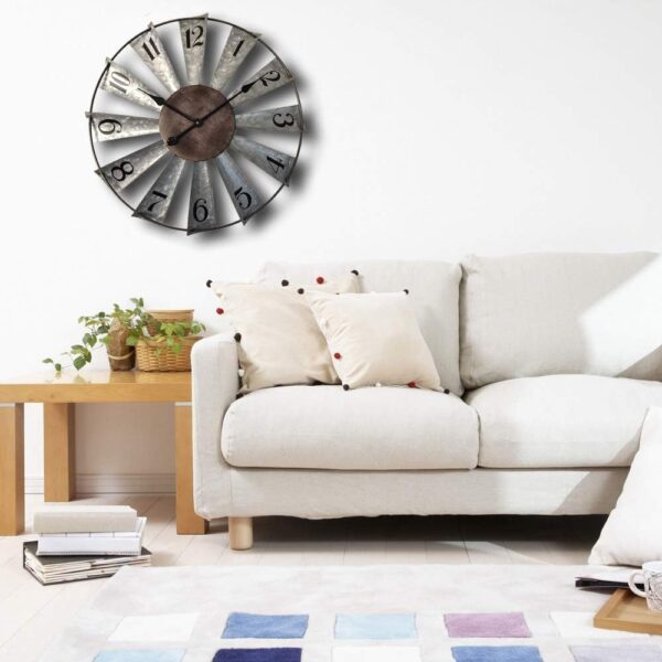 Mrocioa 24inch Windmill Distressed Metal Wall Clocks Rustic Large Decorative Clock Oversized Farmhouse Decor,Non Ticking,Battery Operated - Image 7