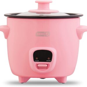 DASH Mini Rice Cooker Steamer with Removable Nonstick Pot, Keep Warm Function & Recipe Guide, Half Quart, for Soups, Stews, Grains & Oatmeal - Pink