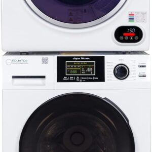 Equator Premium Stackable 15 Lbs Washer 1.62cf 110V+Vented Digi Dryer 3.5cf 110V in White