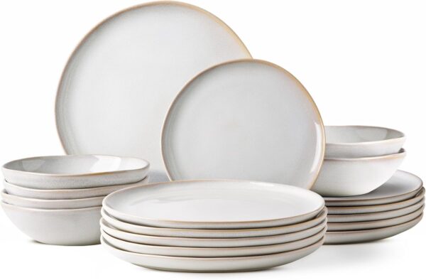AmorArc Ceramic Dinnerware Sets,Handmade Reactive Glaze Plates and Bowls Set,Highly Chip and Crack Resistant | Dishwasher & Microwave Safe Dishes Set,Service for 6 (18pc)