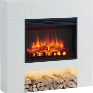 LegendFlame® Georgia Electric Fireplace with 37" Mantel Surround and Jaden 23" Insert, Cream White Finish